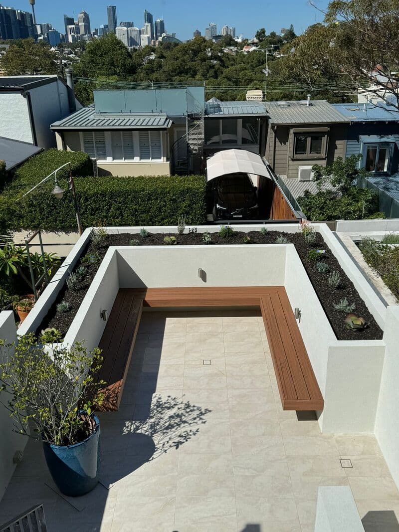 Final showcase: Completed urban retreat highlighting modern materials and clean lines