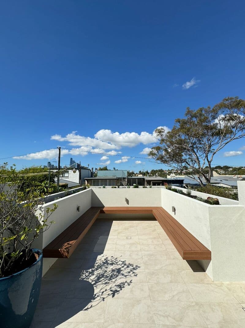 After - Transformation of the main outdoor area with new composite bench and tiling