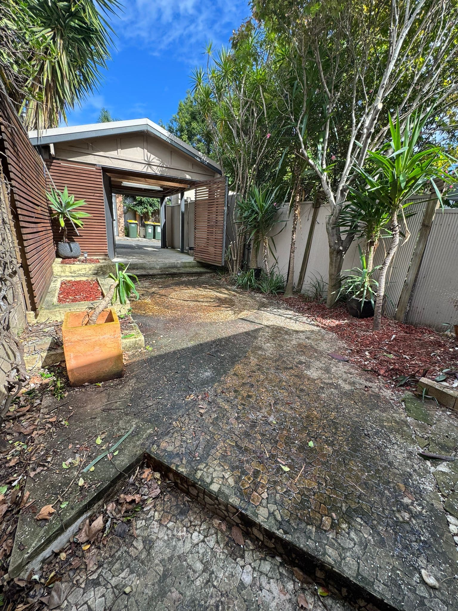 Overview of the completed synthetic turf installation over the concrete pathway in Camperdown