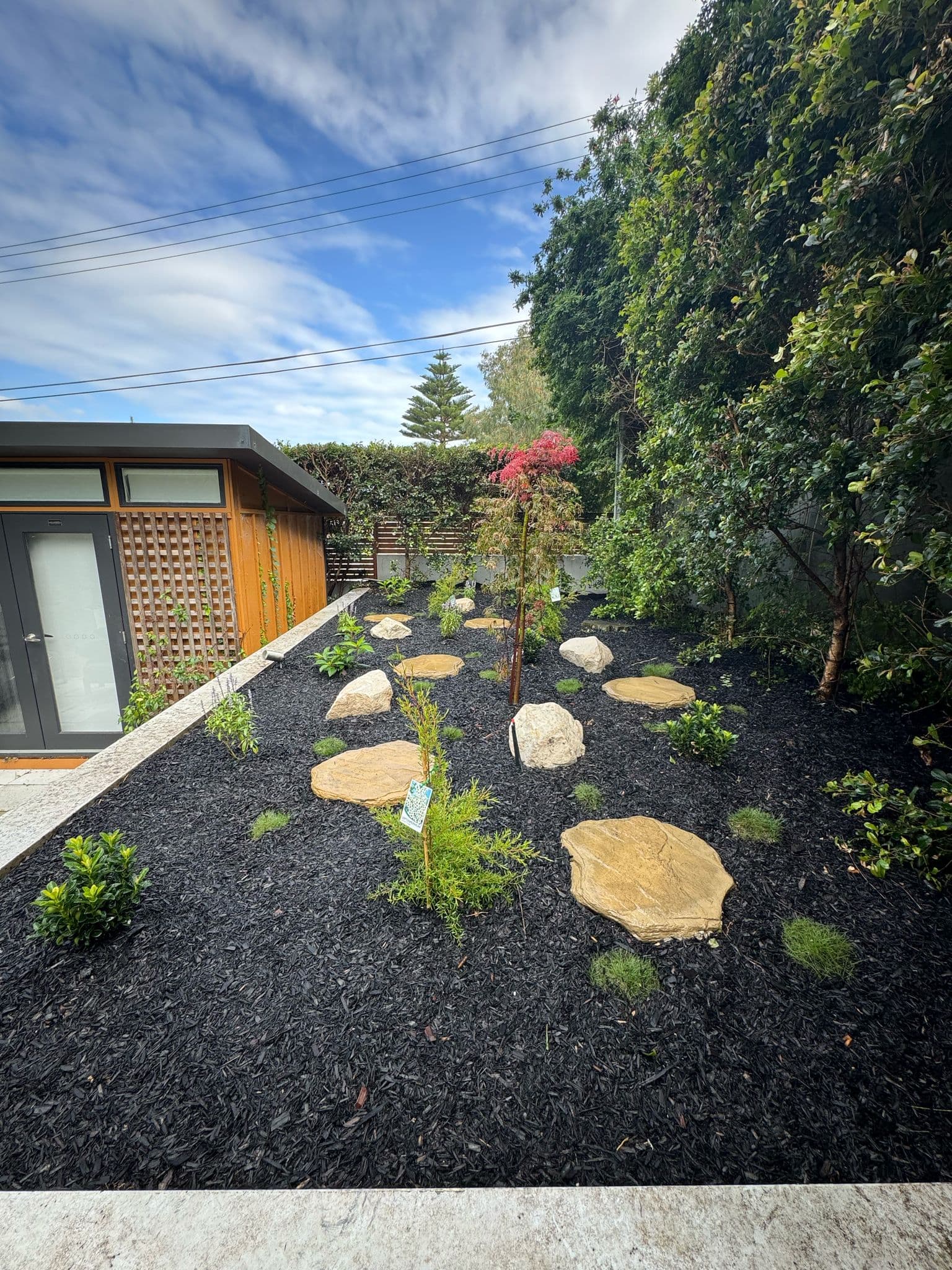 After - Installation of the raised feature garden with sophisticated plant selection
