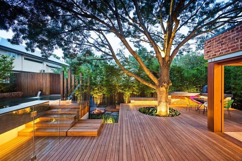 Premium hardwood decking installation with clean lines and quality craftsmanship